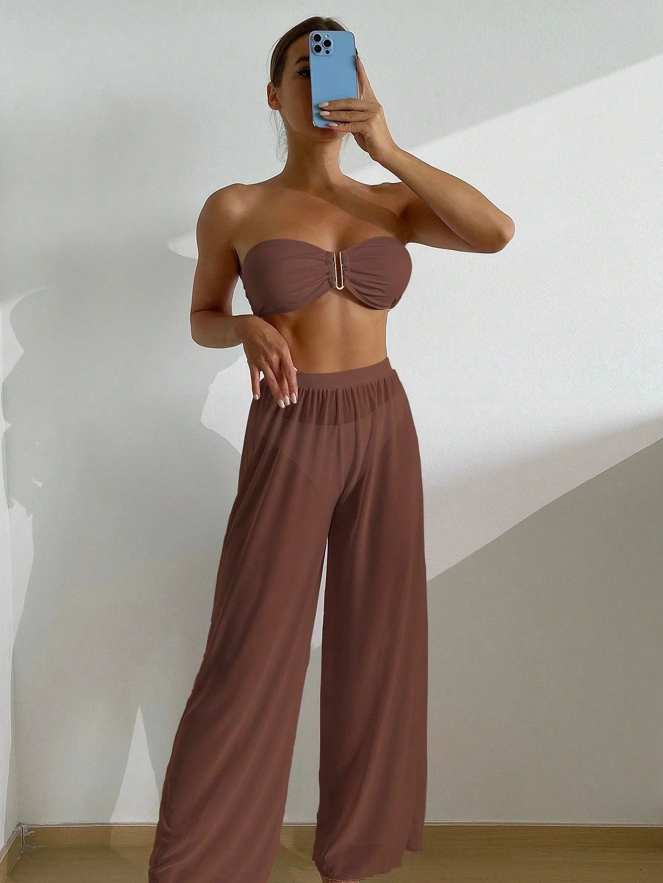 Bikini Strapless Selena con Pantalón de Playa