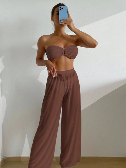 Bikini Strapless Selena con Pantalón de Playa