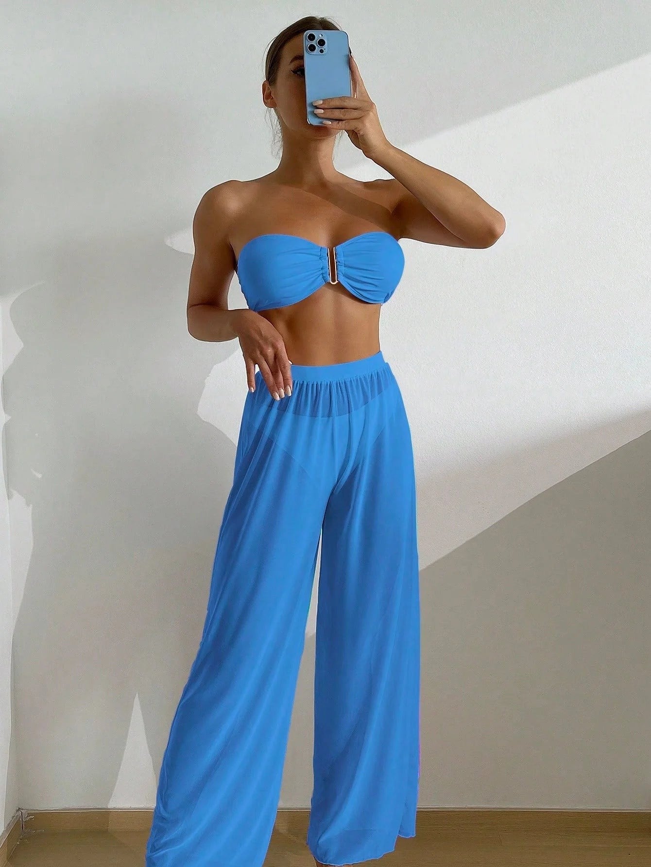 Bikini Strapless Selena con Pantalón de Playa
